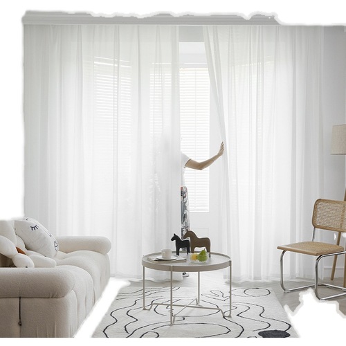 xyt white gauze curtains, sheer enough to let light in but not people, chiffon fabric, balcony bay window, white sand gauze curtain, white window gauze, cat-proof