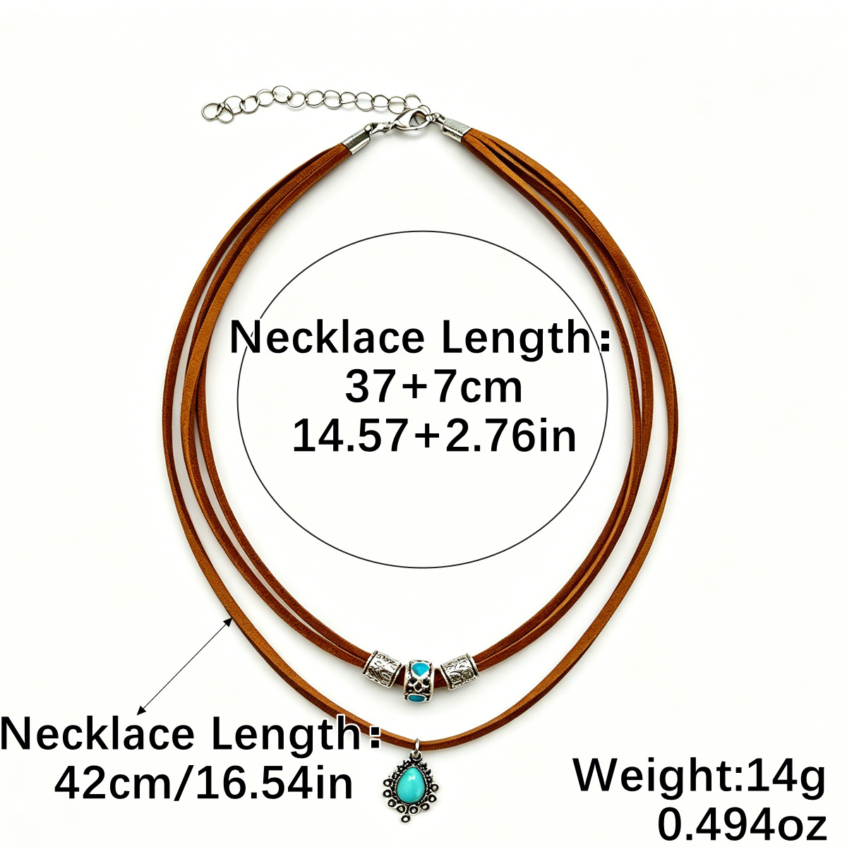Transfronterizo Amazon venta caliente bohemio estilo étnico retro collar turquesa colgante retro cadena de suéter largo