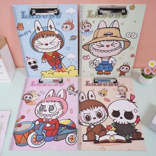 New Labubu File Folder Cartoon Sanrio Student School Supplies Folder Cute A4 Writing Board Clip