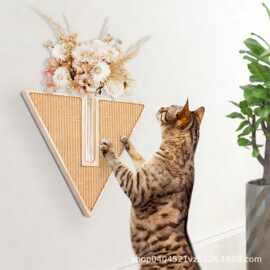 现货壁挂式木质剑麻猫抓板墙上壁挂式猫咪磨抓用品木制猫咪玩具