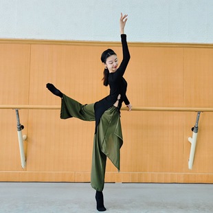 Modern Dance Practice Clothes, Long Dance Clothes, Women's Slim Yoga Tops, Classroom Basic Training Clothes, Performance Clothes, Classical Art Exams