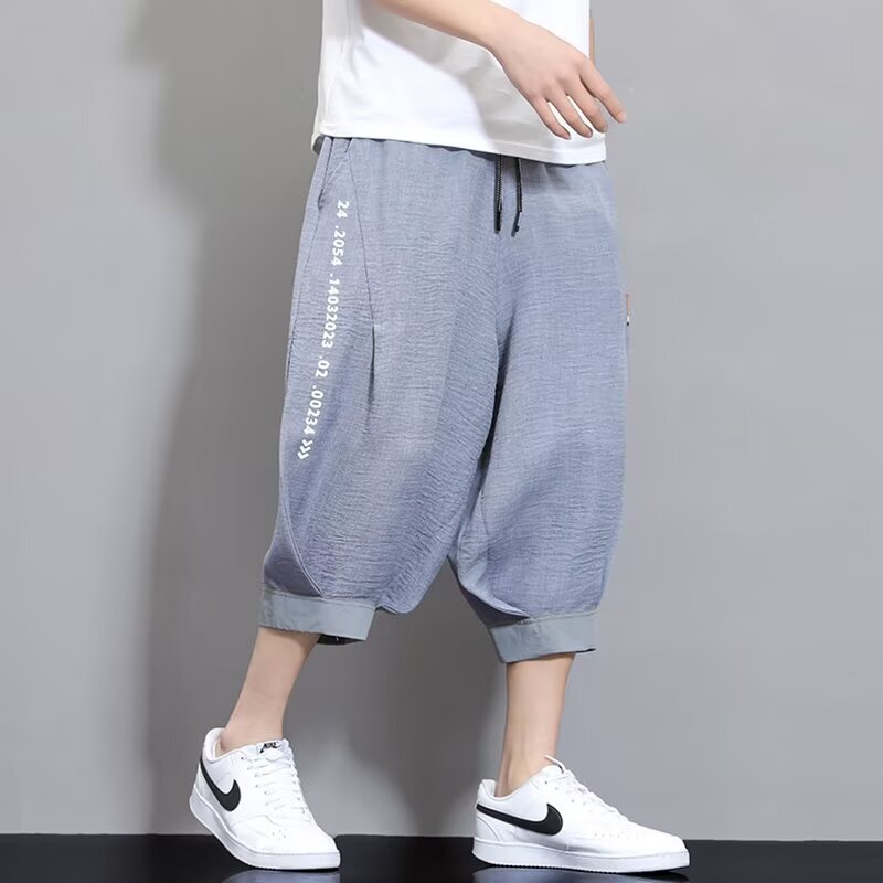 Summer Trendy Brand Lantern Pants for Boys, Three-Quarter Shorts for Teenagers, Student Sports Pants, Large Size Loose Fit Versatile Casual Pants
