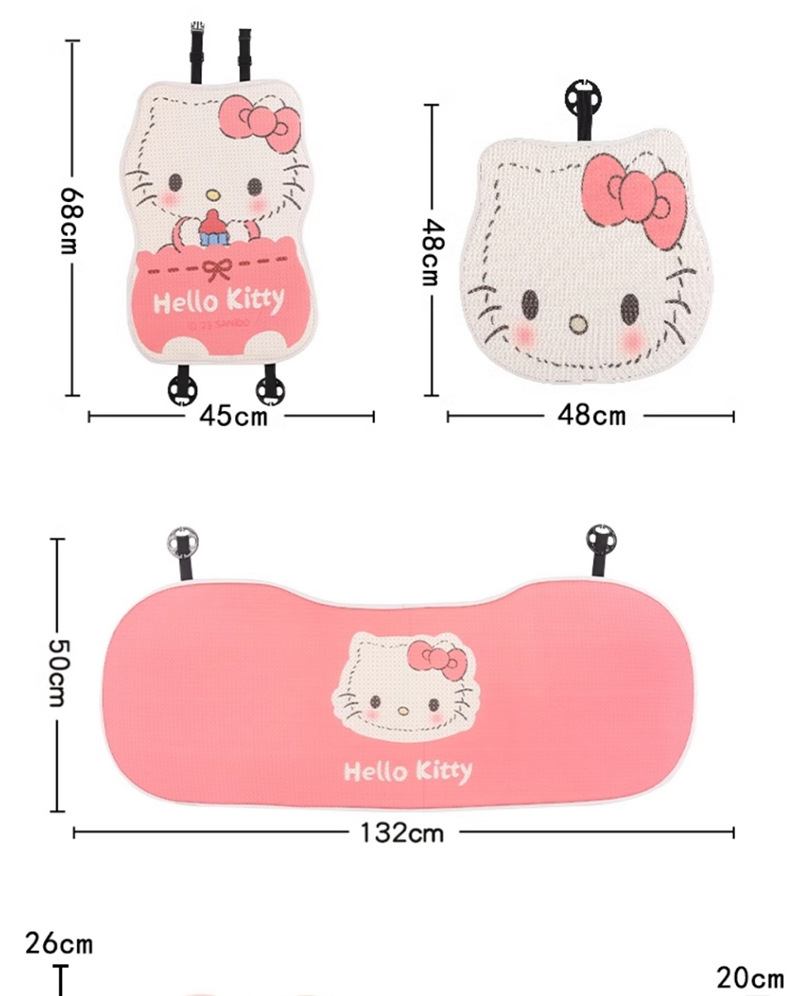 Kitty Car Ice Silk Cushion Summer Cool Cushion Monolithic Cushion Four Seasons Universal Main Driving Goddess Cute Cartoon