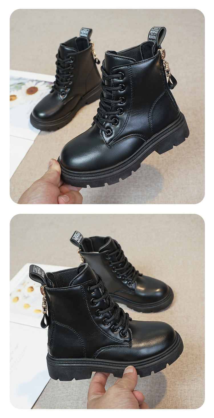 2024 Autumn/Winter New Children's Martin Single Boys' Velvet Short Warm Girls' Soft Bottom Leather Boots_voghion.com