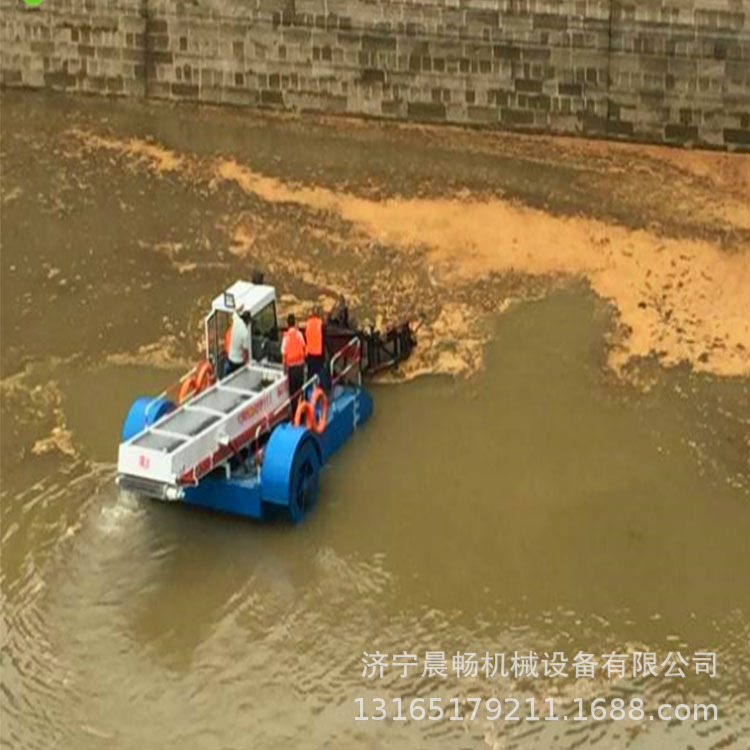 全制动水草打捞船湖泊河道垃圾浮萍芦苇保洁船水葫芦水浮莲清理船