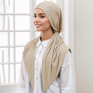 2024 hot new mercerized cotton elastic head scarf hat simple pullover hat ethnic versatile fashion long tail hat