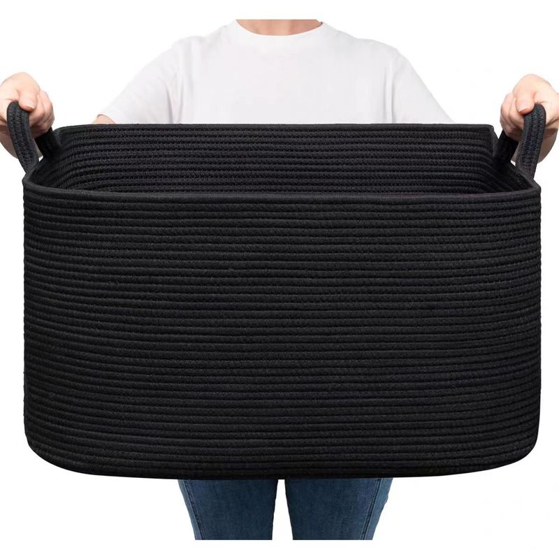 Amazon Cotton Woven Square Snack Toy Storage Basket, Household Sundries, Dirty Clothes Basket, Large Capacity, Handmade Weaving