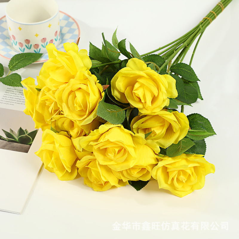 多色珍珠玫瑰仿真花家居客厅酒店婚礼餐桌装饰永生花户外拍摄假花|undefined