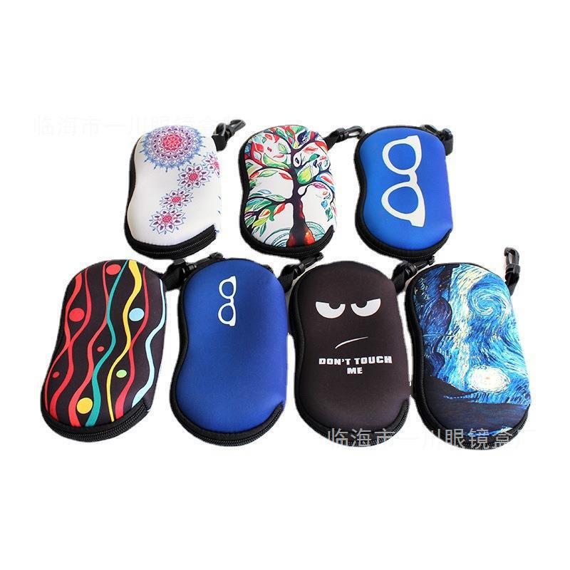 Diving Material Printed Sunglasses Case Bag Outdoor Portable Glasses Bag Case Waterproof Zipper Glasses Storage Bag