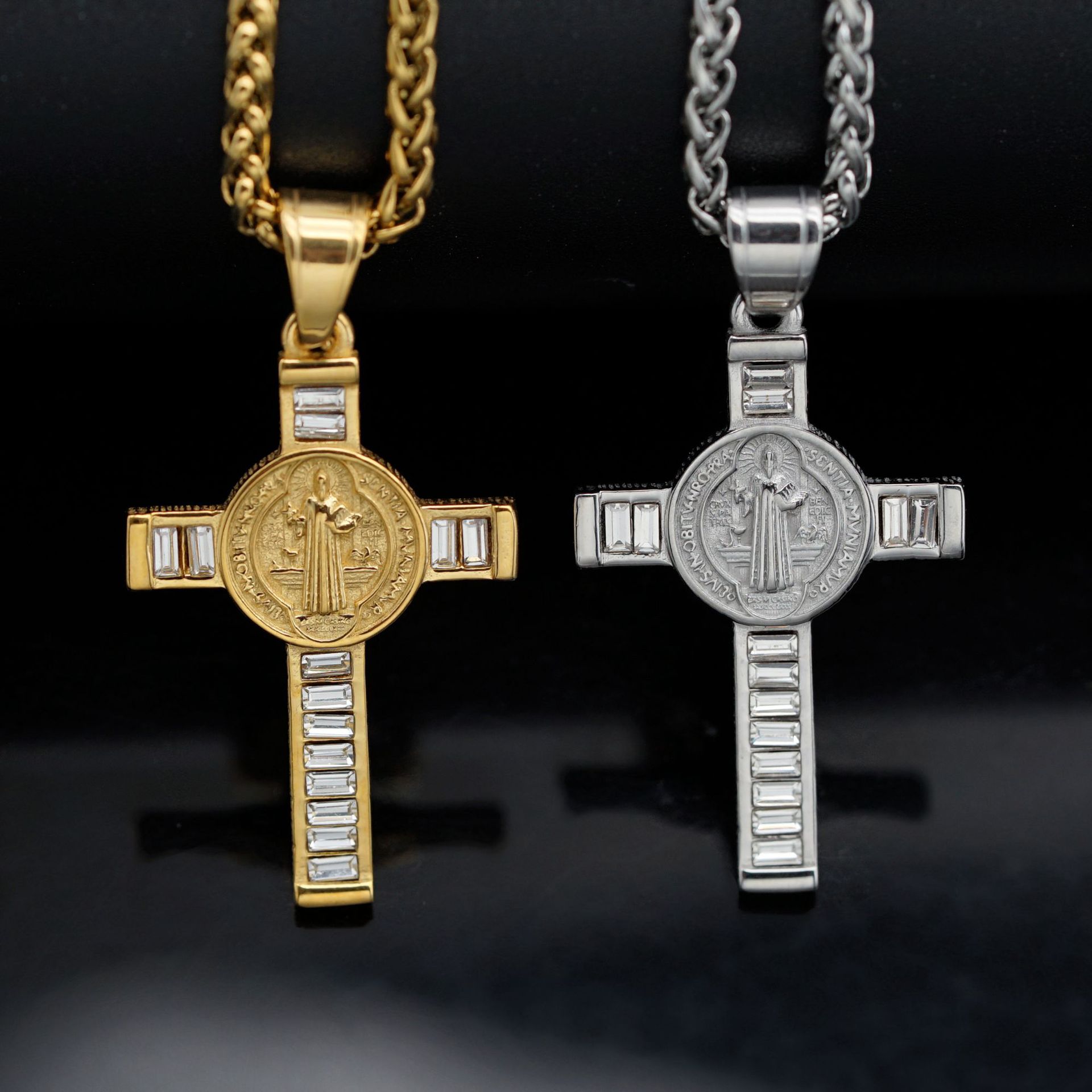 316 Stainless Steel Material Hip-Hop 316 Stainless Steel Cross Men Pendant Necklaces