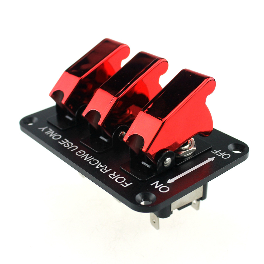 铝合金面板赛车改装3组航空开关?3个红色开关12V车型通用带灯