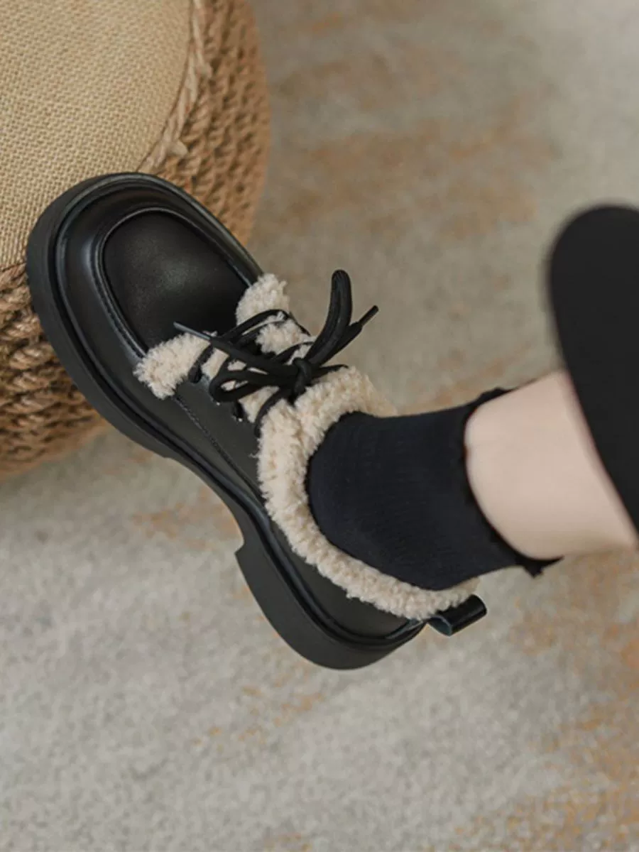 Fleece loafers, demi-season footwear, universal shoes English style for leather shoes, 2025 years, British style