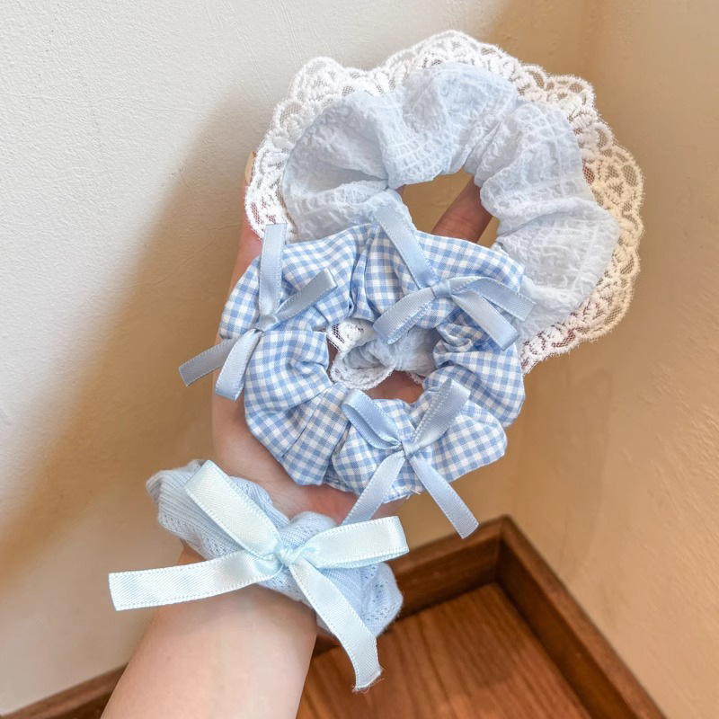 Pequeño arco fresco, anillo de cabello de intestino grande, encaje de encaje de cabello de cola de caballo, cabello de cabello de niña de alto valor de cara