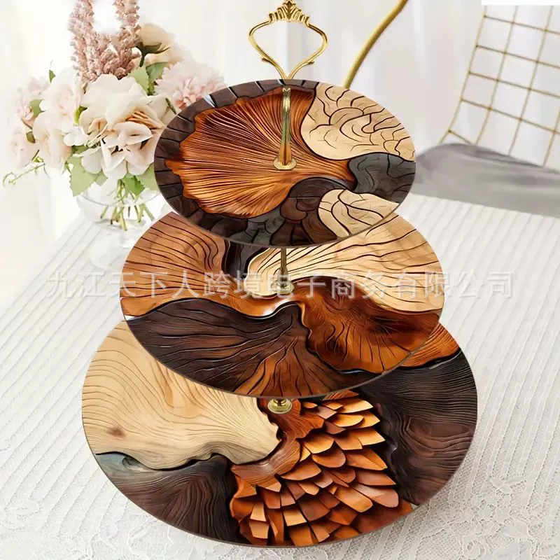 Трехслойная европейская ретро-подставка для торта из дерева, для трансграничной торговли