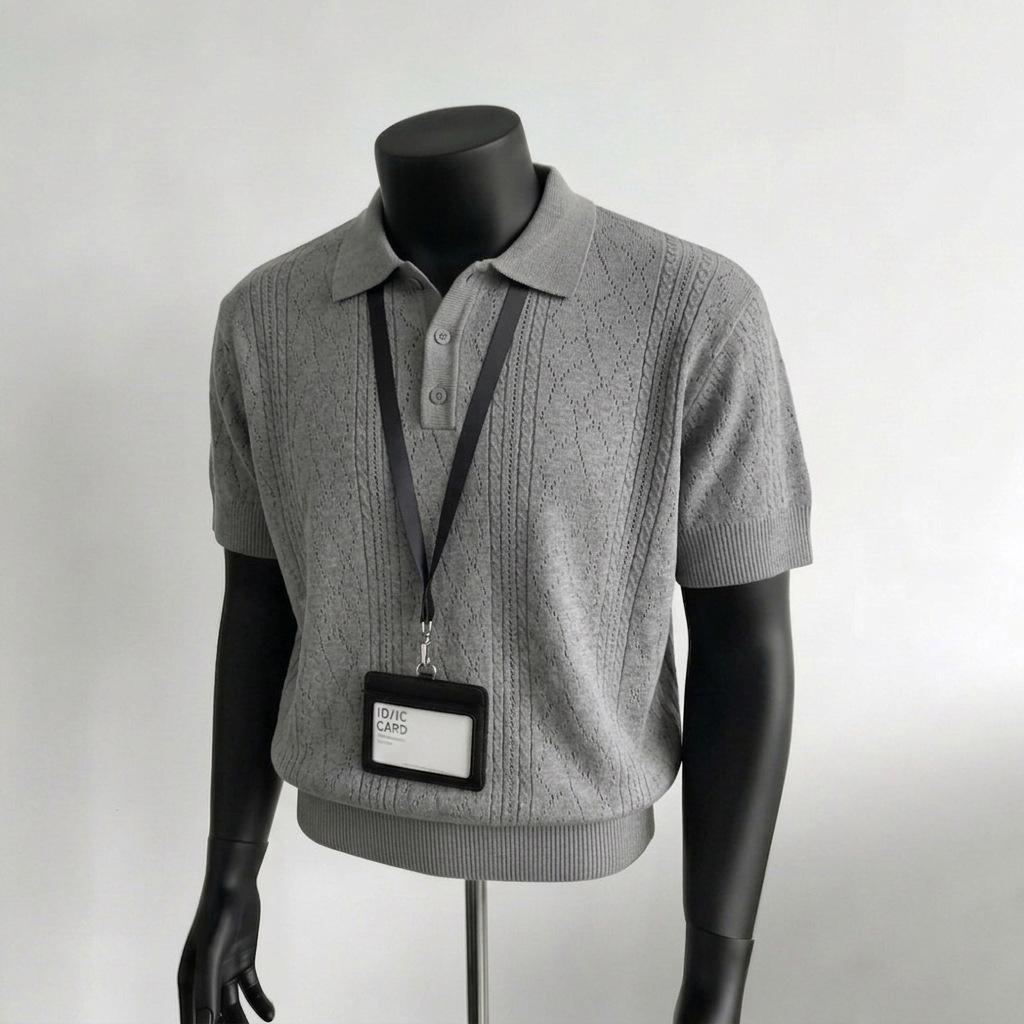 Polo camiseta de punto camiseta de manga corta hombre con solapa hueca textura vieja camiseta de hielo de viento de verano fábrica transfronteriza mayorista image 8