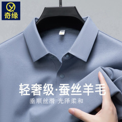绢糸ウールpoloシャツ男の長袖の高級感があります。