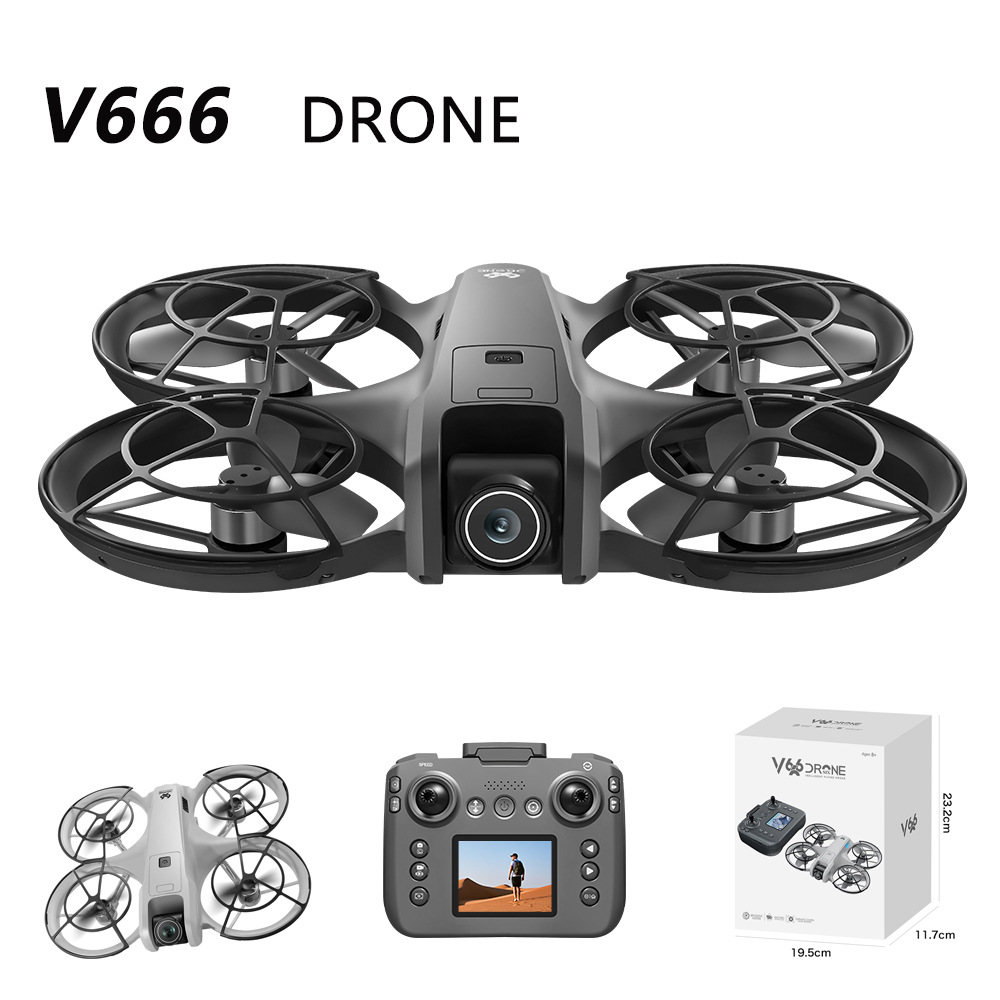 Cross-Border New Product V666 Brushless Drone Aerial Photography Optical Flow Protection Quadcopter 8 Foreign Trade Remote Control Aircraft Play