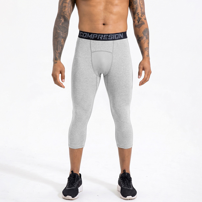 Pantalones deportivos negros transfronterizos para hombres pantalones de compresión de baloncesto elásticos rápidos de yoga entrenamiento de acondicionamiento físico de verano