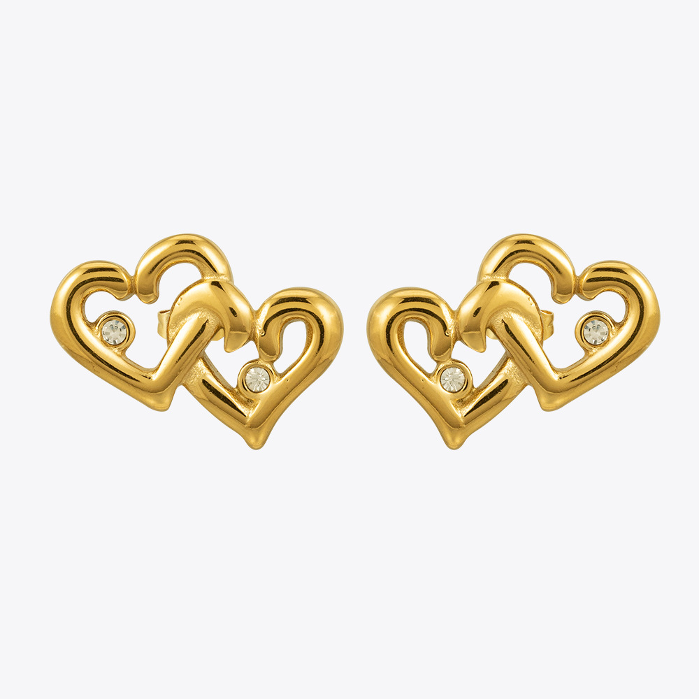 11g Weight Titanium Steel Ear Needle Material Ear Studs Classification 1 Pair Quantity 1 Pair Simple Style Heart Shape Plating Titanium Steel Ear Studs