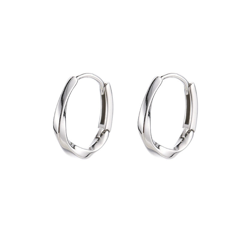 Men's 925 Sterling Silver Mobius Wave Earrings Minimalist Style_voghion.com