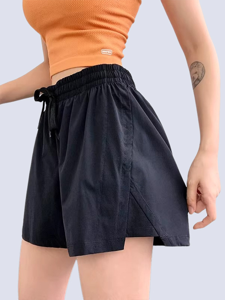 Nuevos pantalones cortos deportivos de verano para mujer, dos piezas falsas, anti-desgaste, tres puntos, entrenamiento de carrera, fitness, pantalones de yoga sueltos