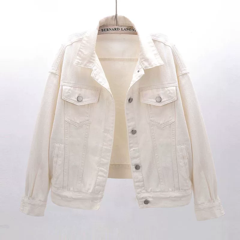 Jacket, denim short long-sleeve for students, Korean style