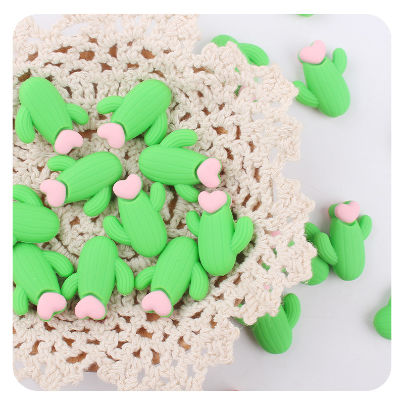 Amazon nuevo bebé dibujos animados estereoscópicos cactus dientes de goma joyería creativa DIY accesorios de cadena de tetas