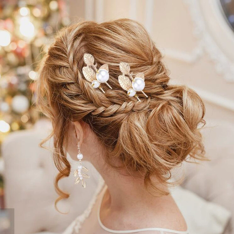 咔饰彤 Fashionable earrings from pearl, accessory for bride, European style