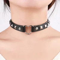 Новый модный кожаный воротник в стиле рок, сексуальные и сексуальные украшения на ключице в стиле панк из сплава в форме сердца