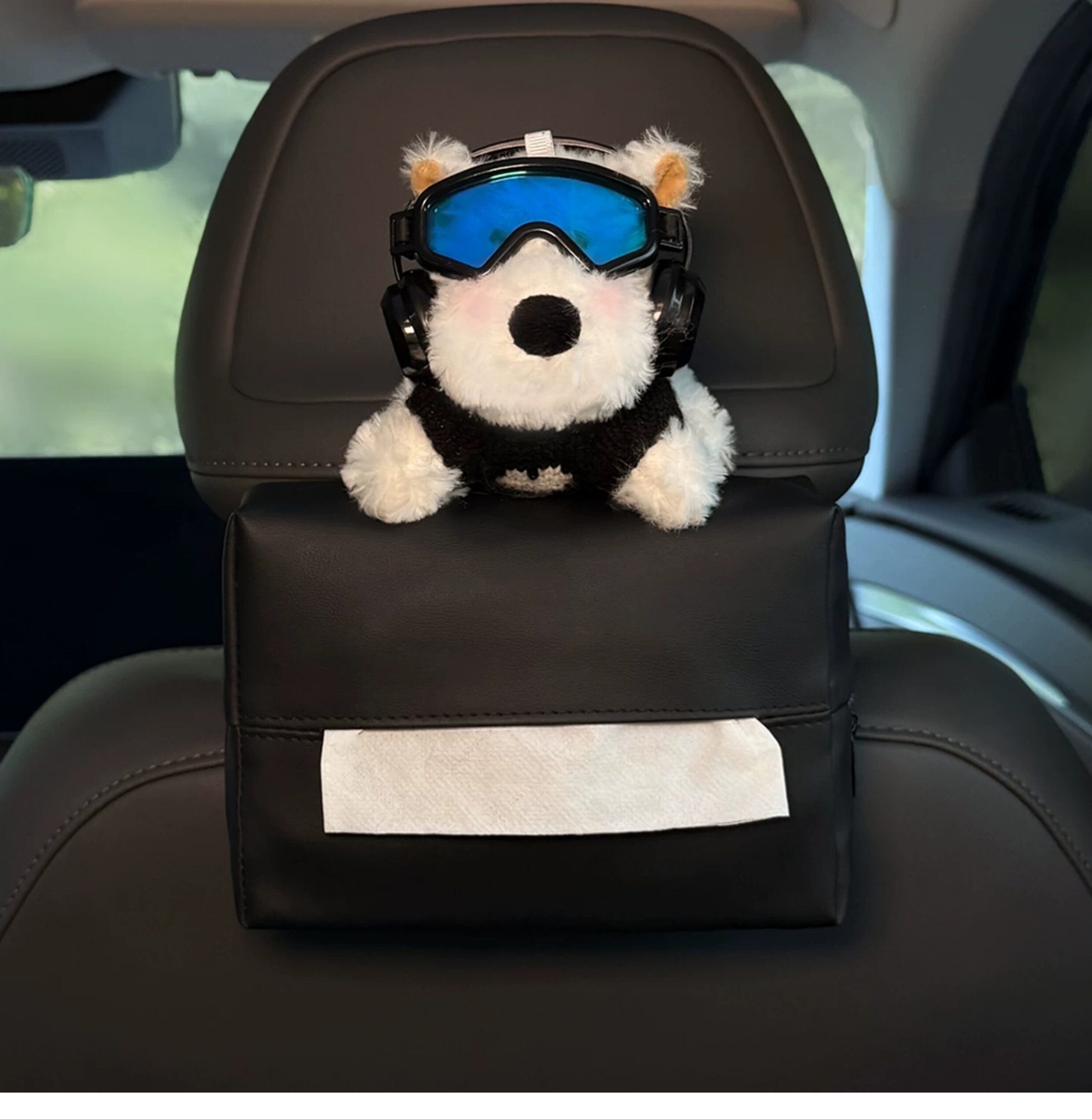 2026 New Cute West Highland Car Tissue Box, Hanging Type for Car Back Seat Headrest, High-End Style for Women