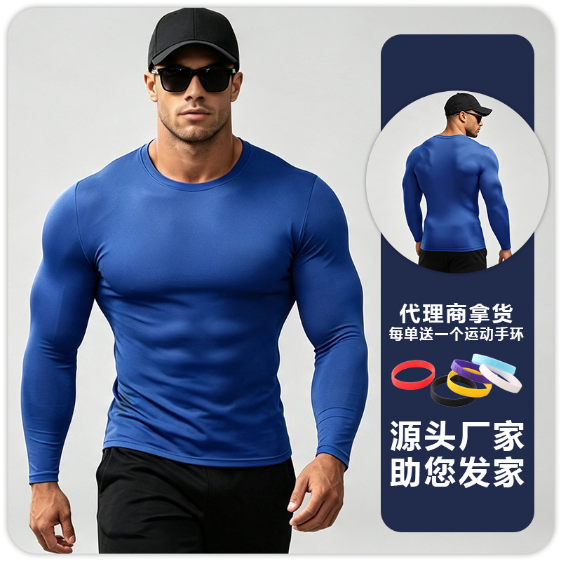 Ropa deportiva de fitness para hombres sin pilling stretch manga larga de secado rápido transpirable baloncesto superior correr ropa de entrenamiento