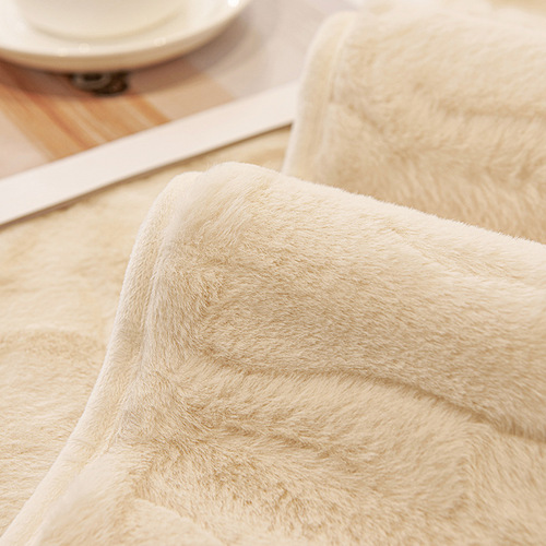 2024新款奶油风兔兔绒沙发垫秋冬季加厚毛绒坐垫防滑沙发套罩盖布