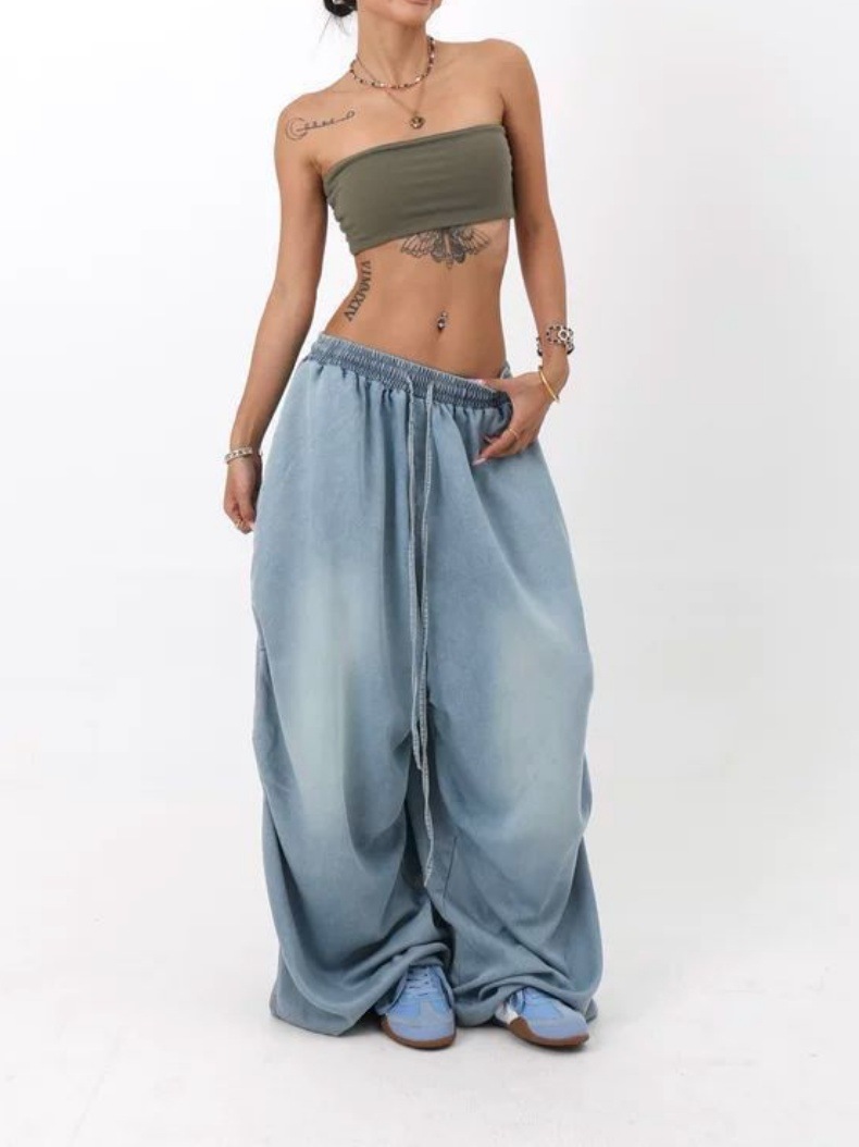 Cross-Border European And Versatile Jeans For Women 2025 American Retro High Street Wide-Leg Loose Long Pants Trendy Ins_ecoleips.com