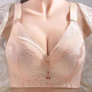 Extra Large Bra Plus Size Thin Bra Adjustable Accessory Breast Underwear Women's Fat mm200 Jin Sexy Lace
