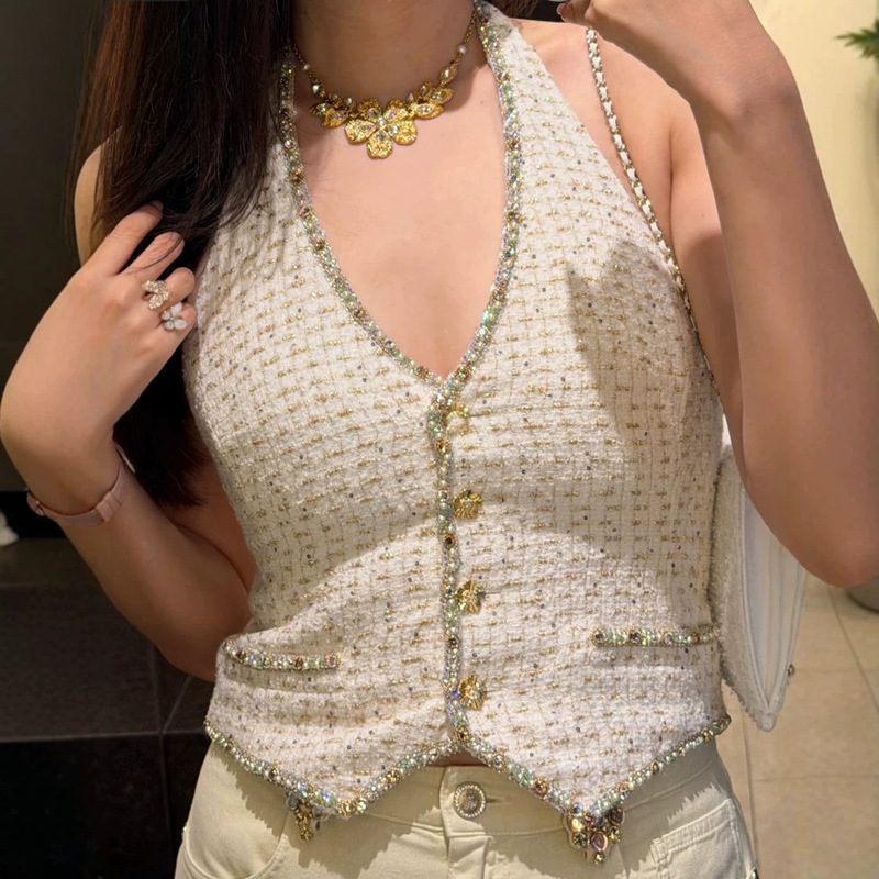 Shenzhen Nanyou Goods~26 Spring New Collection: Women's Tweed Halter Neck Vest Top in Chanel Style Shenzhen Nanyou Goods~26 Spring New Collection: Women's Tweed Halter Neck Vest Top in Chanel Style