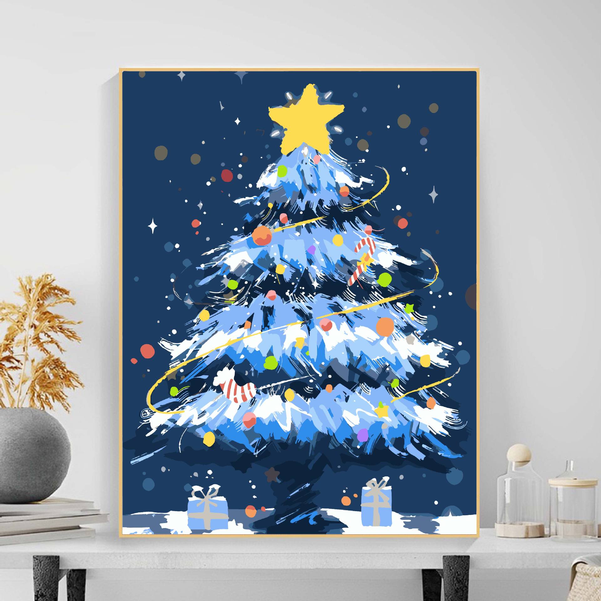 Suministro directo de fábrica bricolaje pintura al óleo digital árbol de Navidad lleno de mano sala de estar dormitorio decoración pintura al óleo acrílico al por mayor