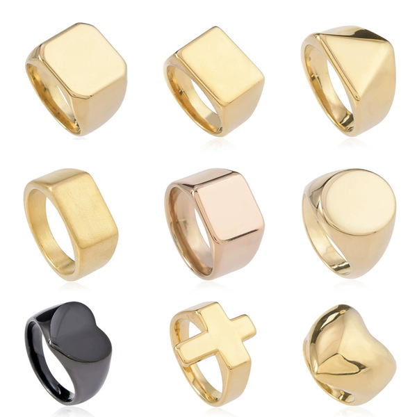 Geometric glossy ring stainless steel for men and women