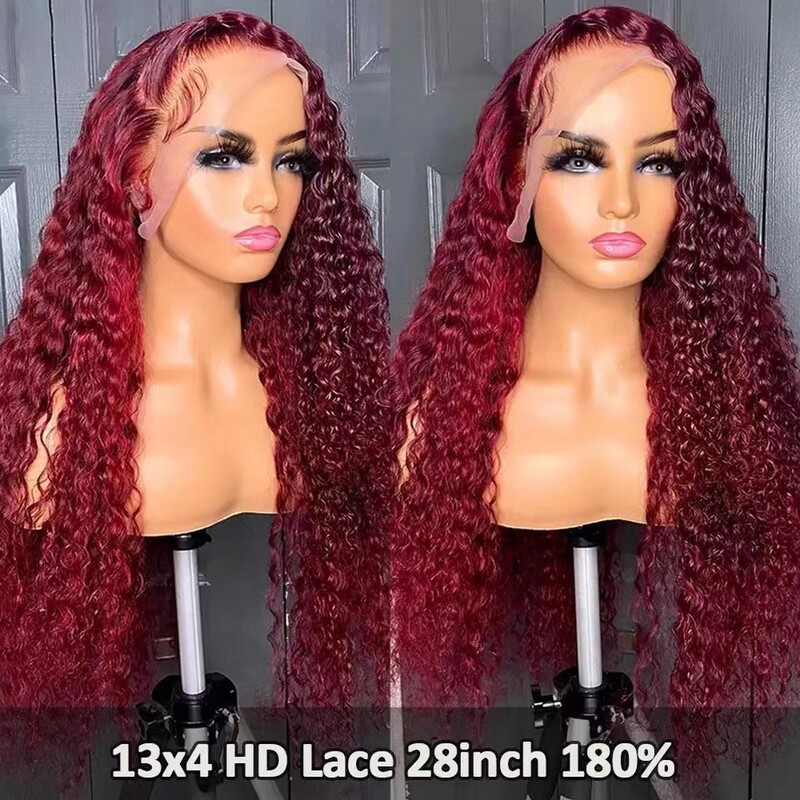 13X6 Deep Wave Lace Front Wig Lace Front Wig Women's Medium Parted Small Curly Long Curly Hair Cover