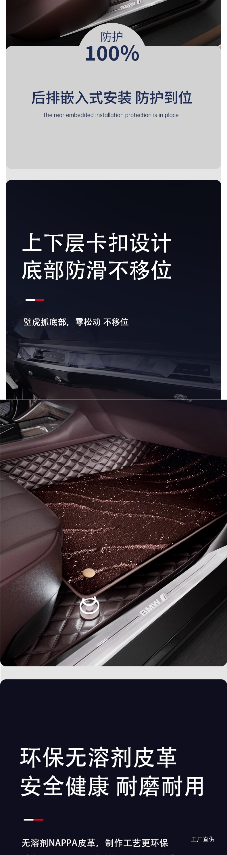 Genuine Leather Fully Surrounded Car Floor Mats Starry Sky Carpet Special for Bmw 5 Series Audi A4A6L Magotan Accord Camry