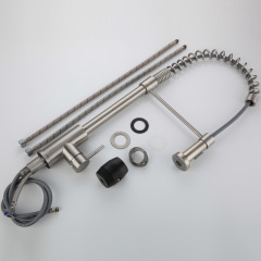 廚房抽拉式不鏽鋼彈簧水龍頭冷熱多功能萬向洗菜盤水槽混水閥龍頭