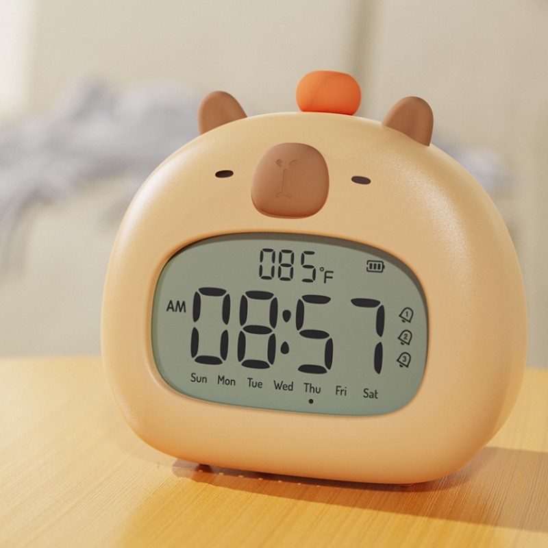 カピバラ目覚まし時計ライト USB充電式 スヌーズ機能付き 子供・学生向け カウントダウン機能付き スマート電子時計|undefined