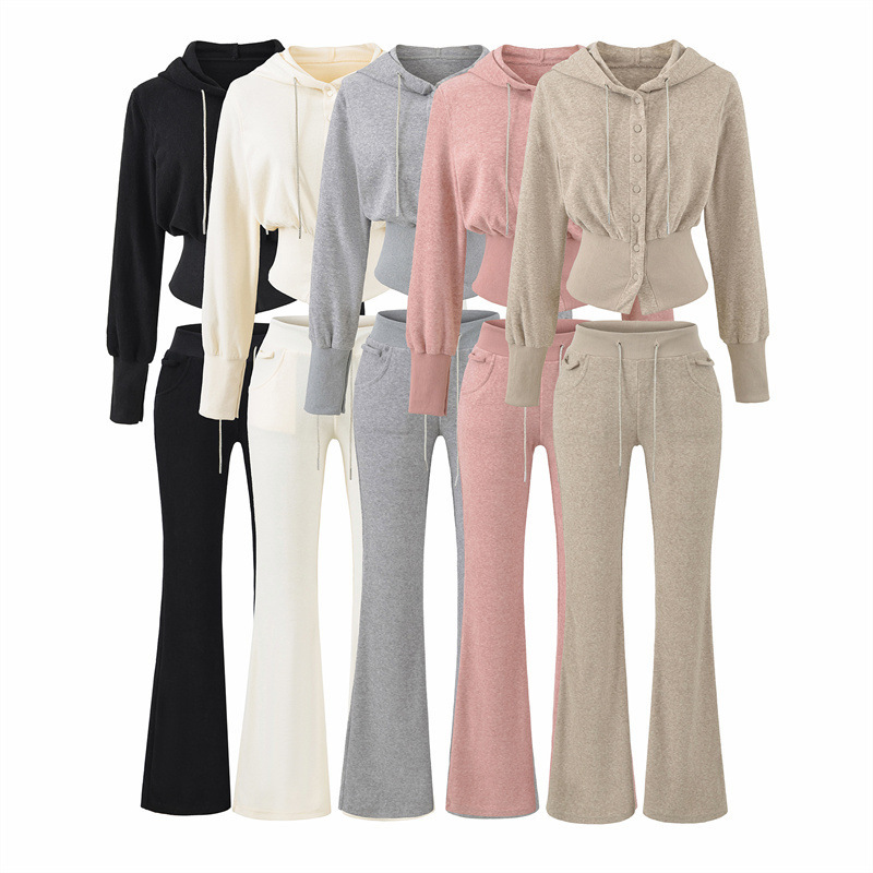 Pure Desire Hot Girl Sports Suit Spring New Style Hooded Waist-Cinching Double-Breasted Slim Sweatshirt Jacket High-Waisted Flared Pants Pure Desire Hot Girl Sports Suit Spring New Style Hooded Waist-Cinching Double-Breasted Slim Sweatshirt Jacket High-Waisted Flared Pants