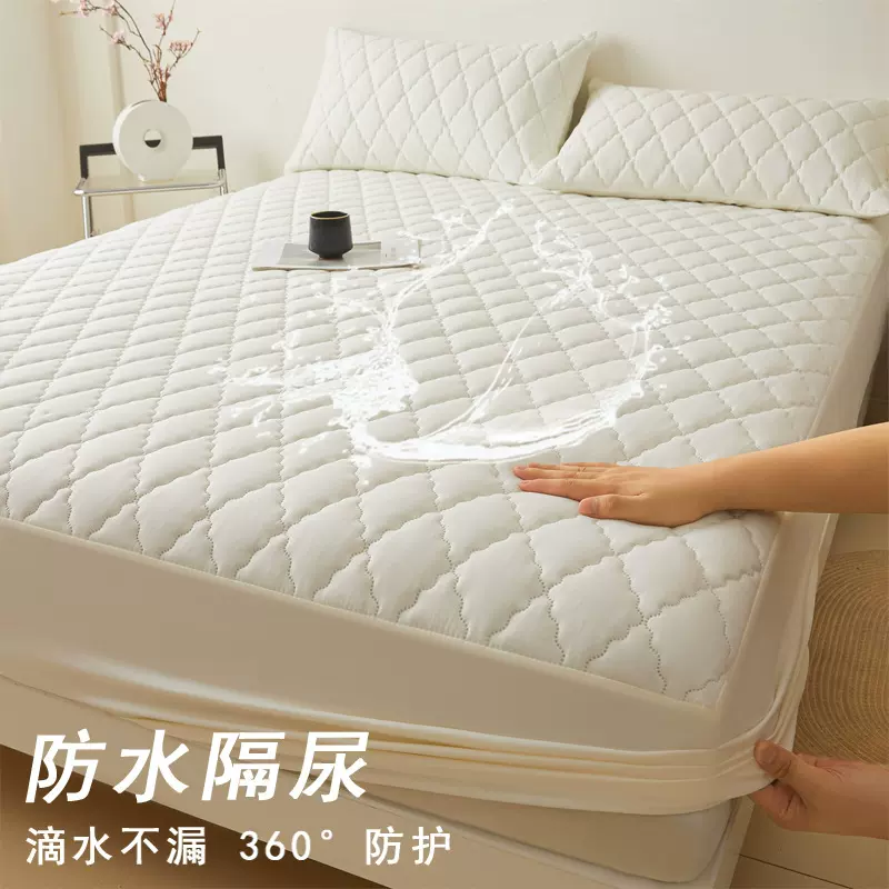 外贸防水床笠夹棉加厚单件隔尿床罩席梦思保护套亚马逊床垫套代发