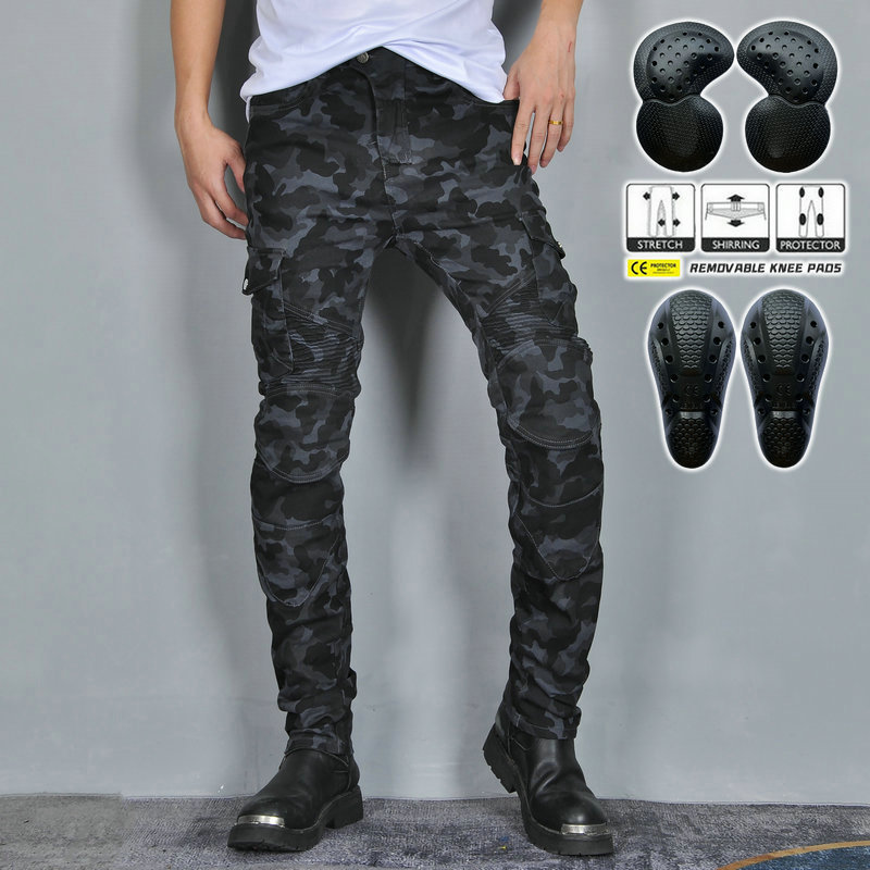 VOLERO Wo Rum Gong Motorcycle Riding Pants Retro Motorcycle Jeans Camouflage Multi-Bag Overalls Break Pants