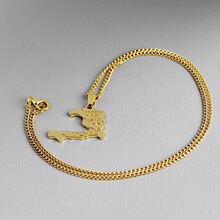 欧美新款海地地图吊坠男士个性地图项链毛衣链项链配饰流行饰品