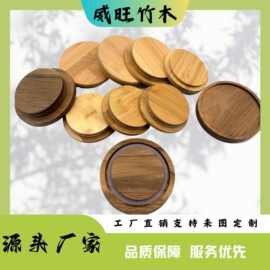 供应储物罐木质马克杯盖硅胶圈密封竹木盖蜡烛杯松木木盖简约木艺