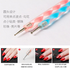 美甲筆亞克力雙頭點鑽點花針5支裝 雙頭螺旋杆勾花點化筆套裝