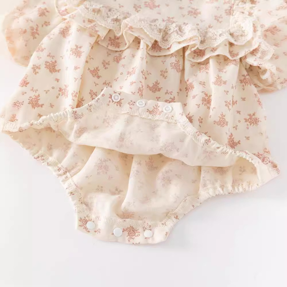 Primavera nuevo bebé mono niña fresca floral bolsa pedo mameluco recién nacido Luna llena sombrero mameluco