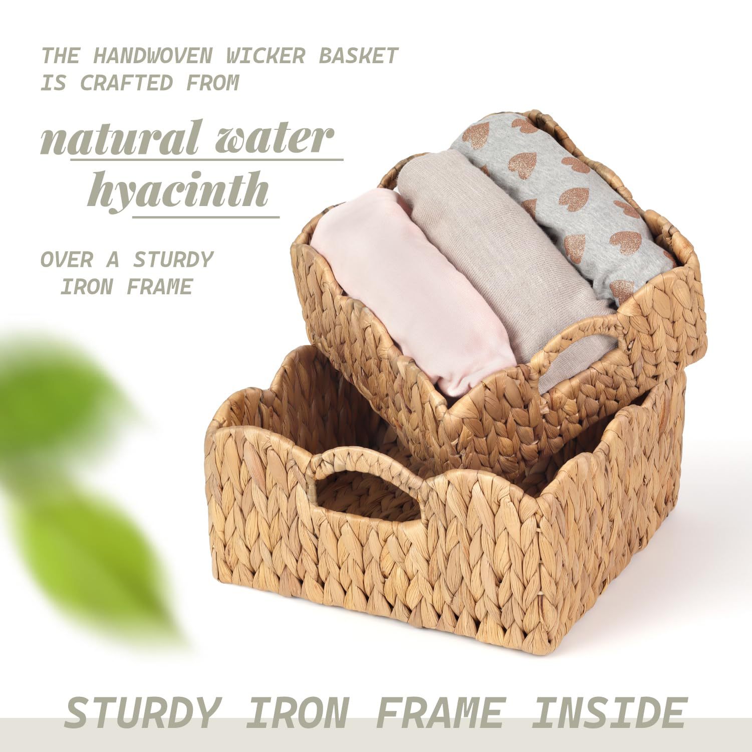 亚马逊葫芦草编扇贝收纳篮花边装饰收纳盒桌面零食整理置物收纳篮