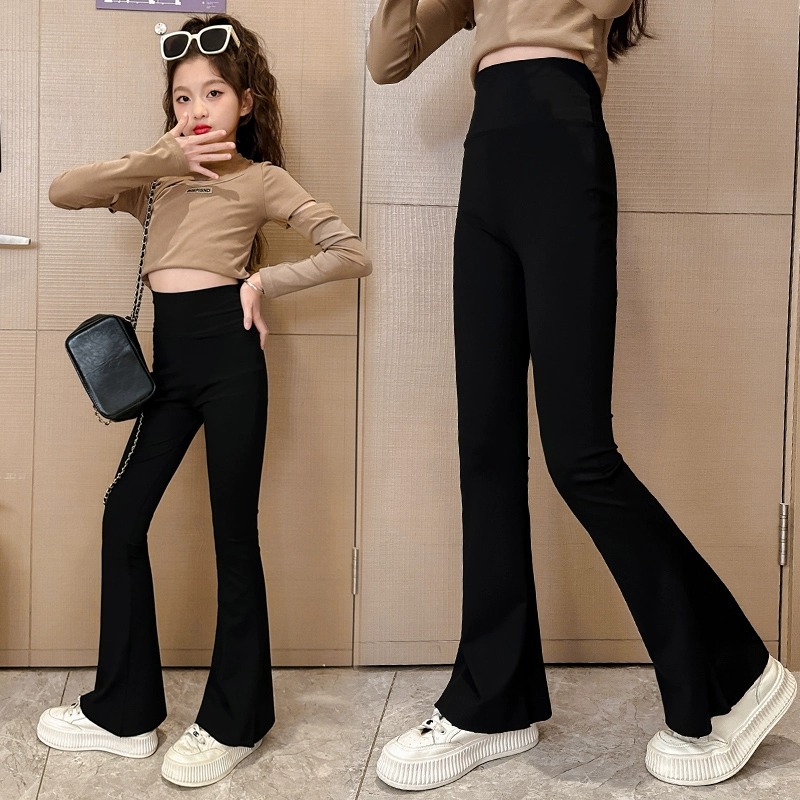 女童褲子2024春裝夏季中大兒童彈力薄款鯊魚褲外穿打底褲一件代發